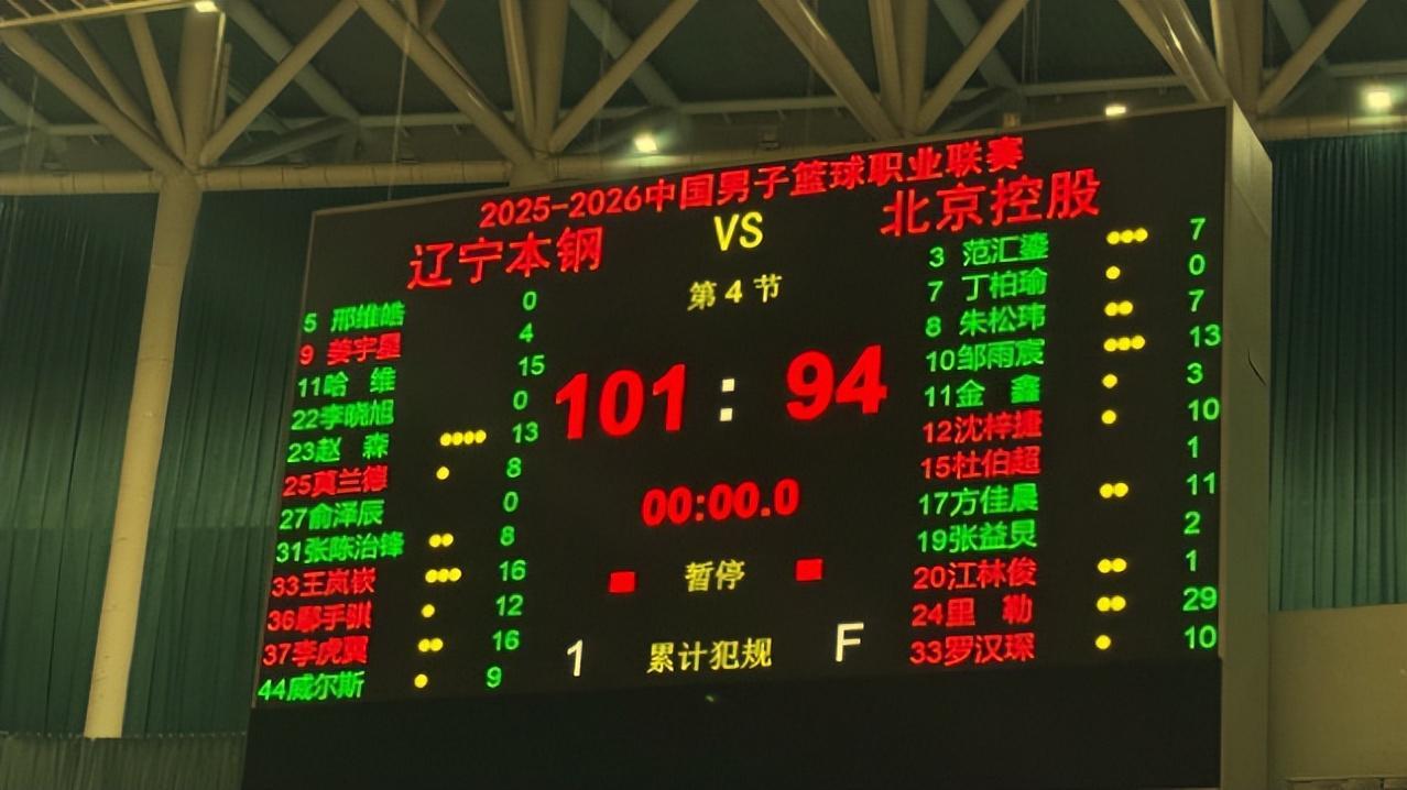 开云体育app-赵继伟作壁上观！哈维首秀15分,布罗金顿现场学习,辽篮101:94北控